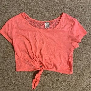 Pink lace crop top